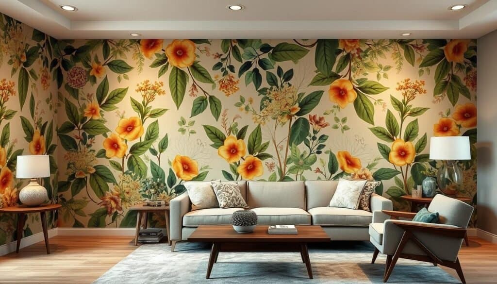 wallpaper on wall living room
