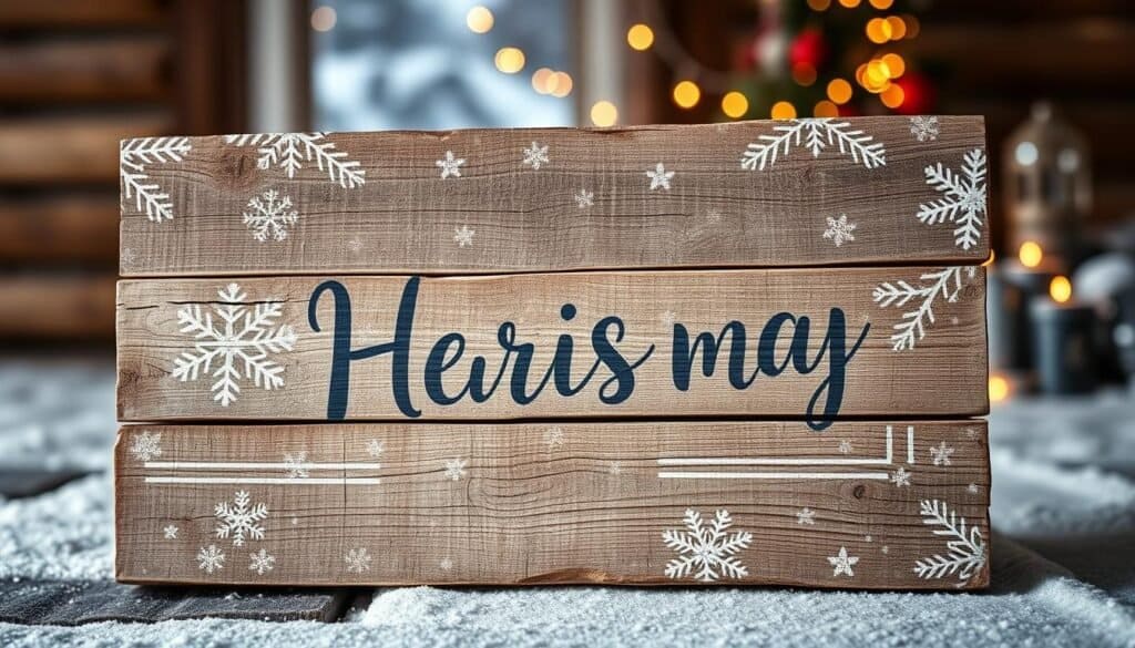 weathered pallet wood winter sign
