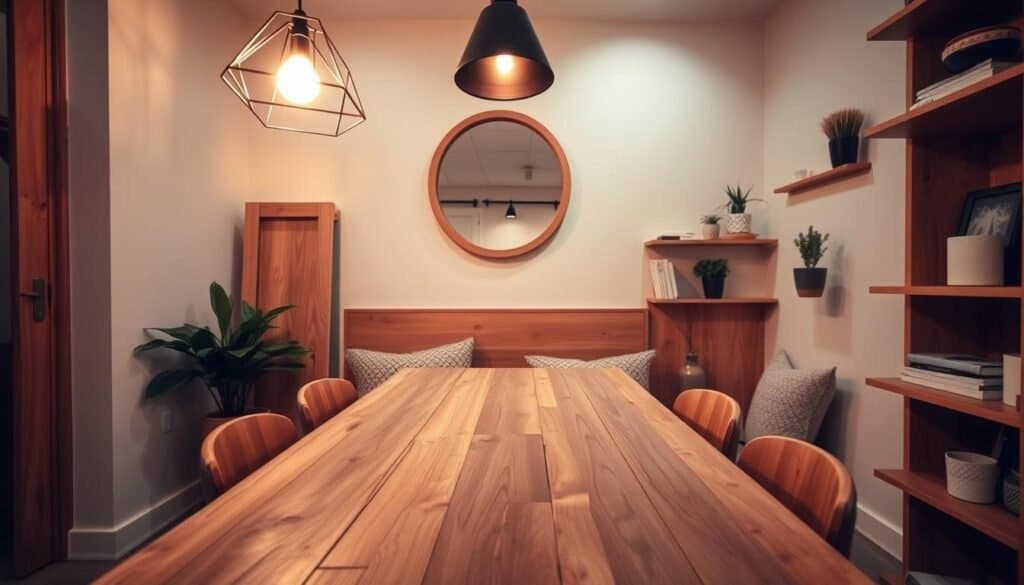 wood accents for small dining areas