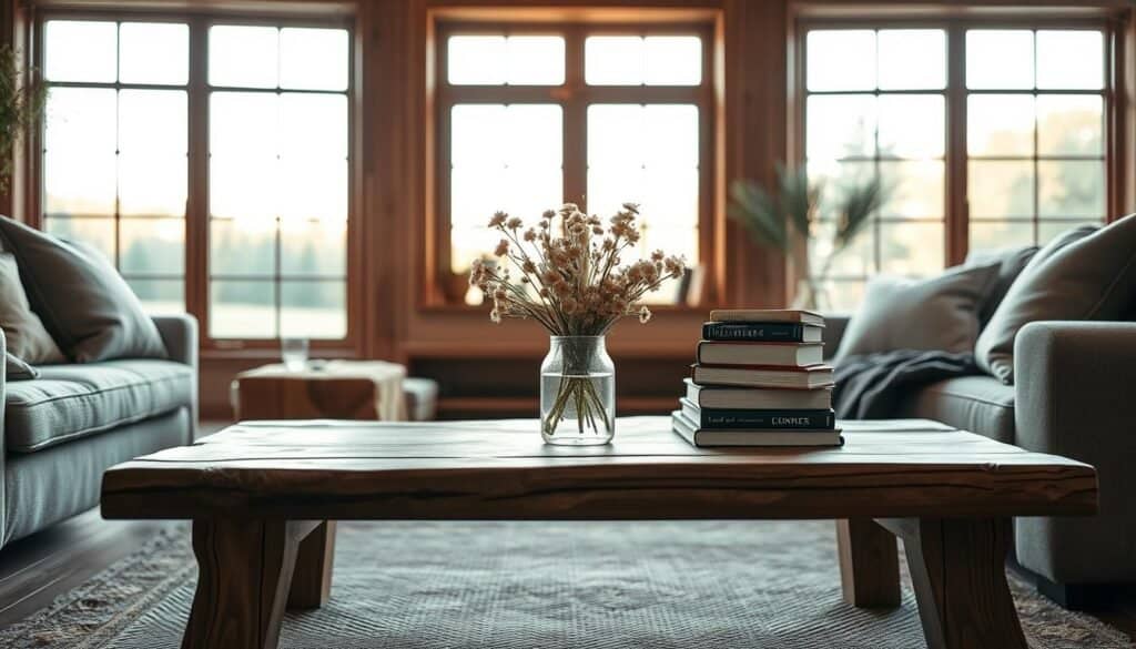 wood and linen home decor