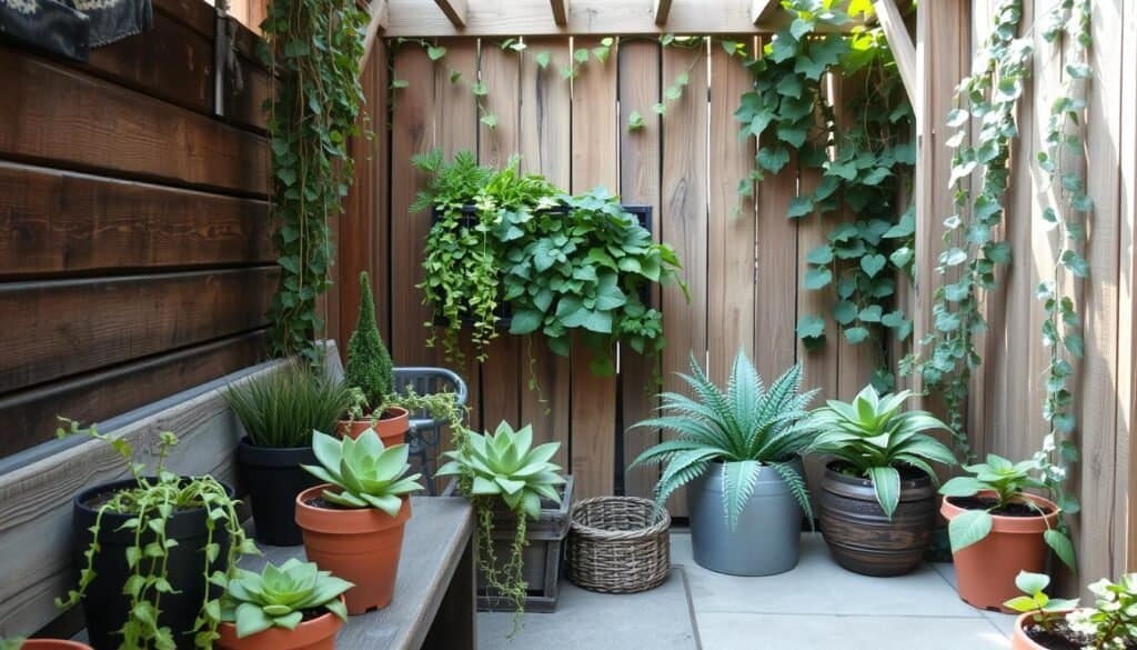 wood and plant combinations for small spaces