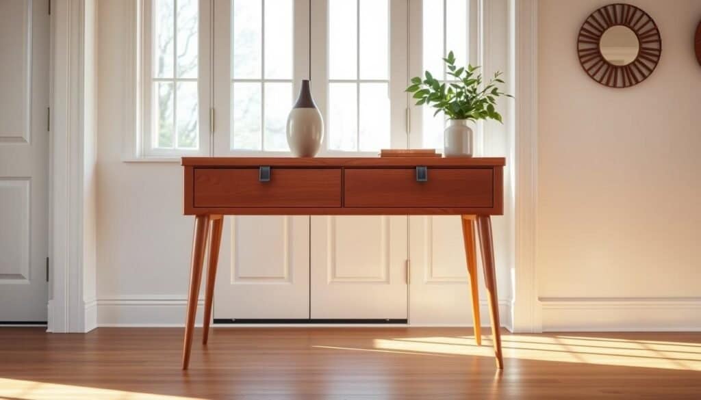 wood console table entryway
