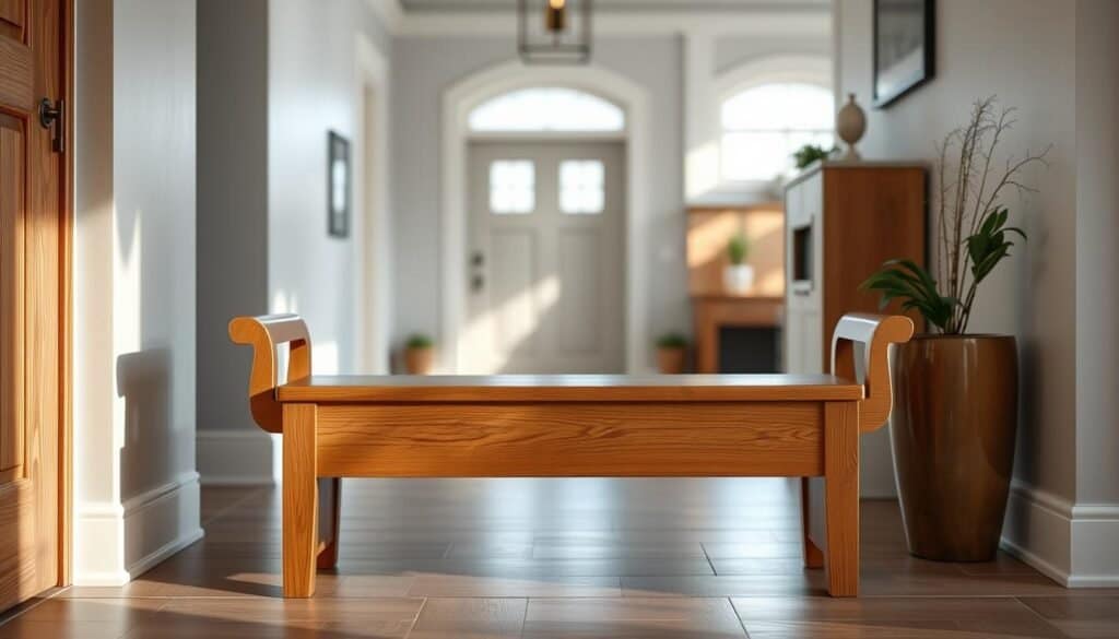 wood entryway bench