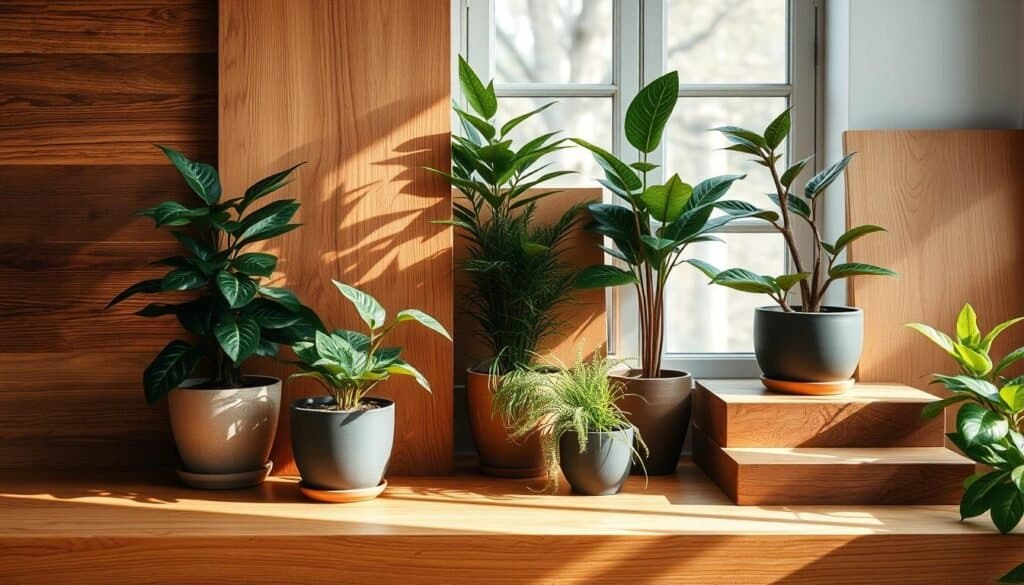 wood finishes and plant pairings