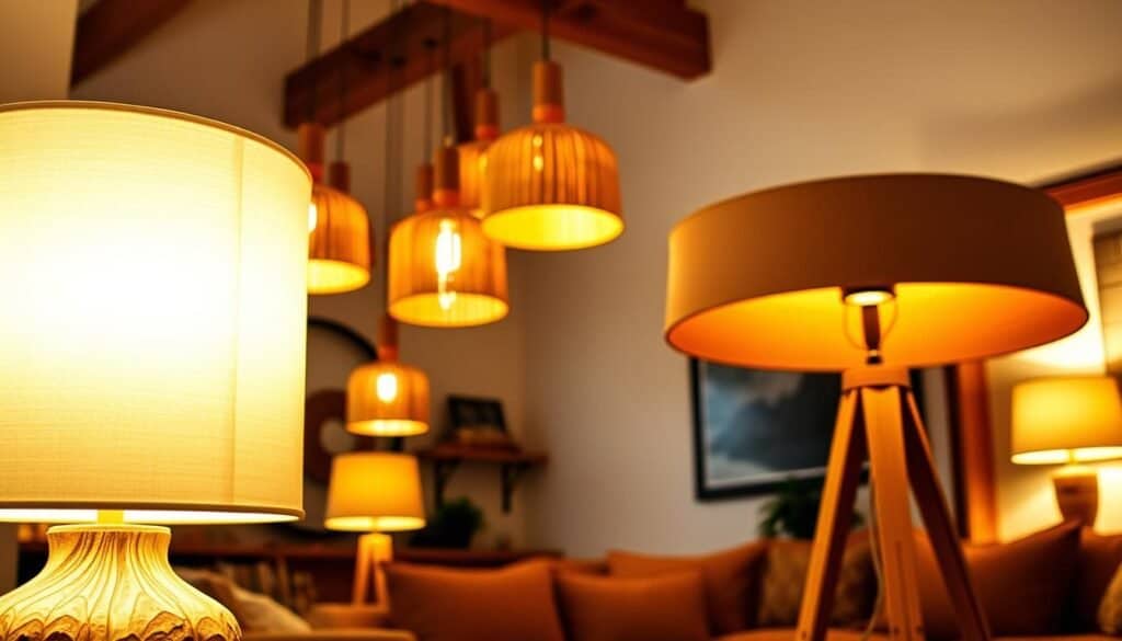 wood lamps lighting with texture
