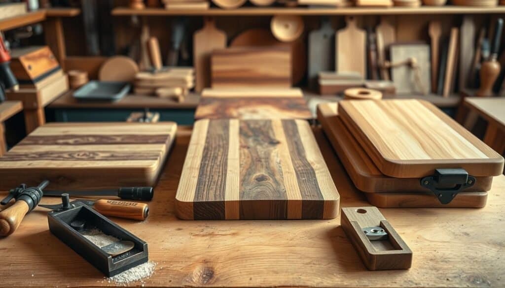 wood serving board workspace