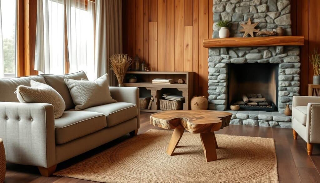 wooden accents living room