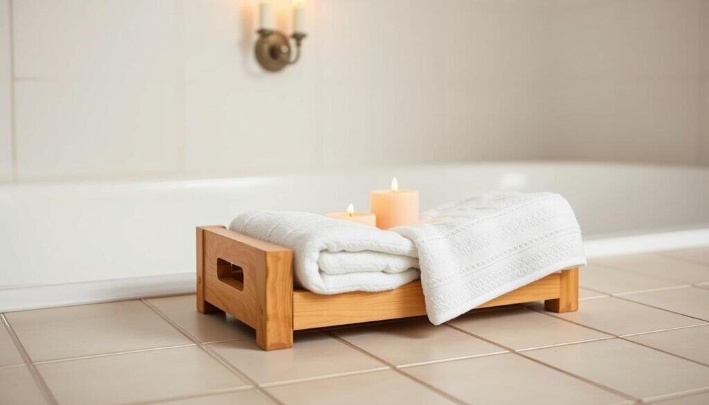 wooden bath caddy