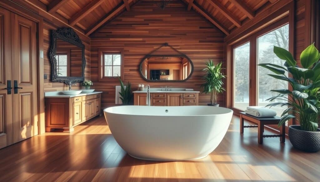 wooden bathroom features