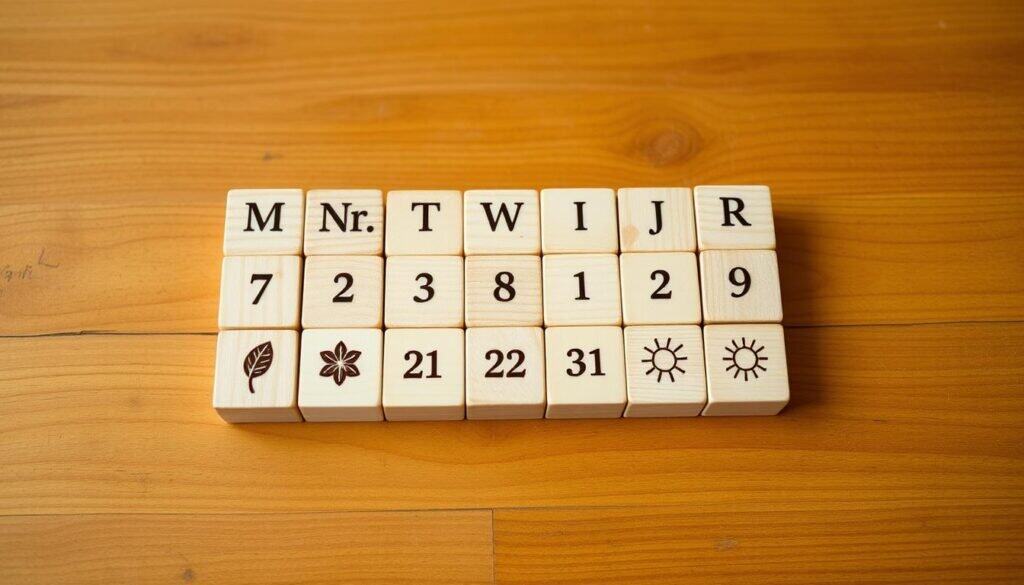 wooden block seasonal calendar