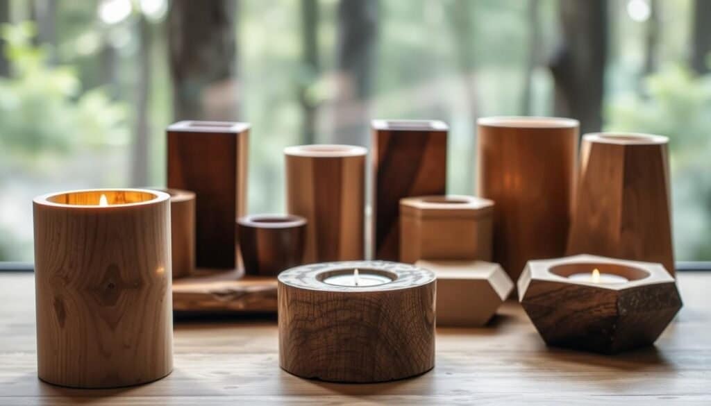 wooden candle holders