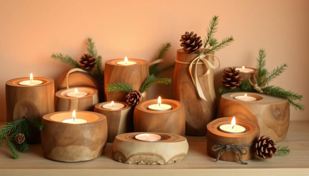 wooden candle holders