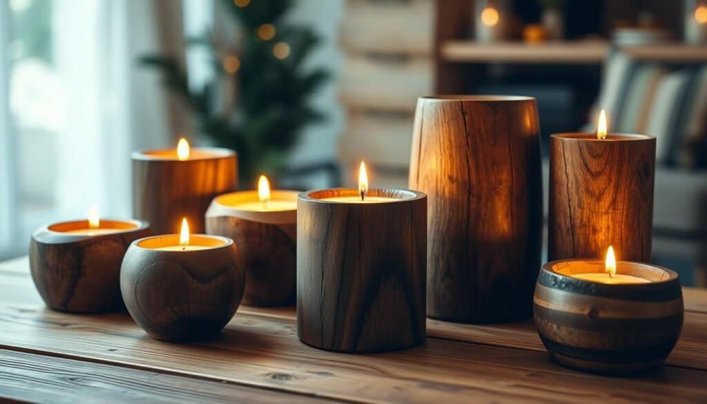 wooden candle holders