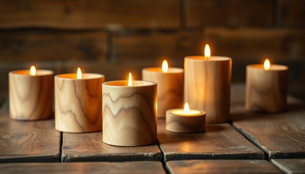 wooden candle holders
