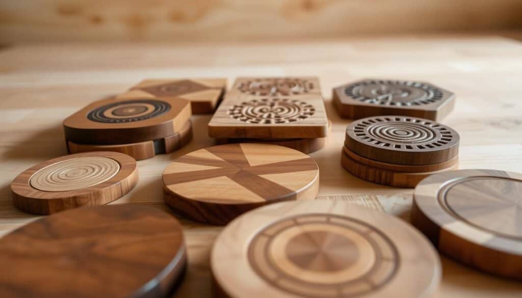 wooden coasters and trivets