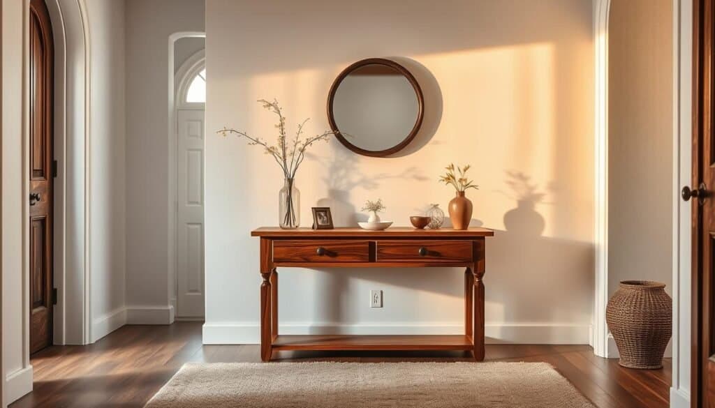 wooden console table entryway