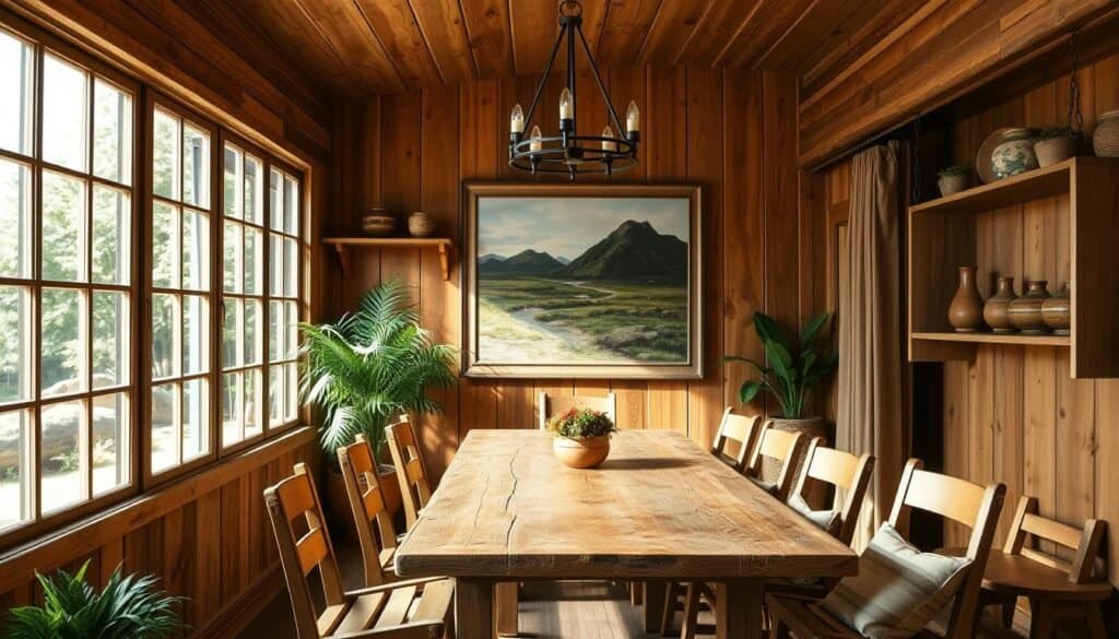 wooden dining space