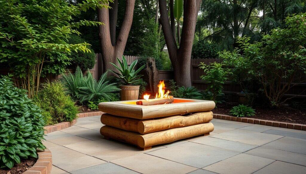 wooden fire pit