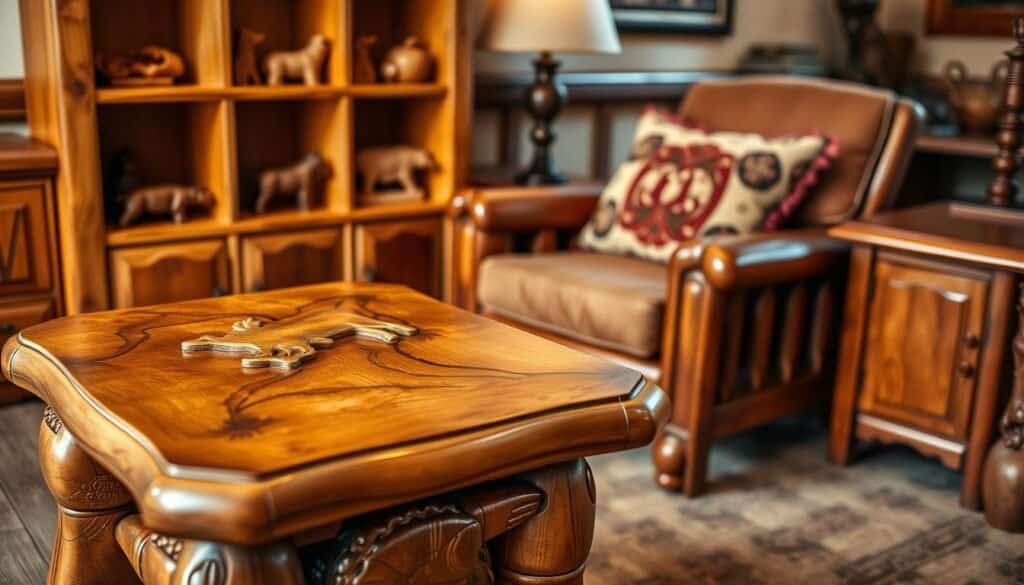 wooden furniture with animal design