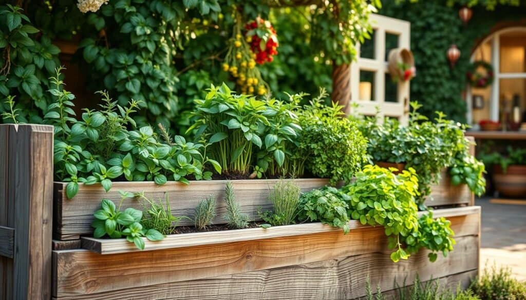 wooden herb planter wall