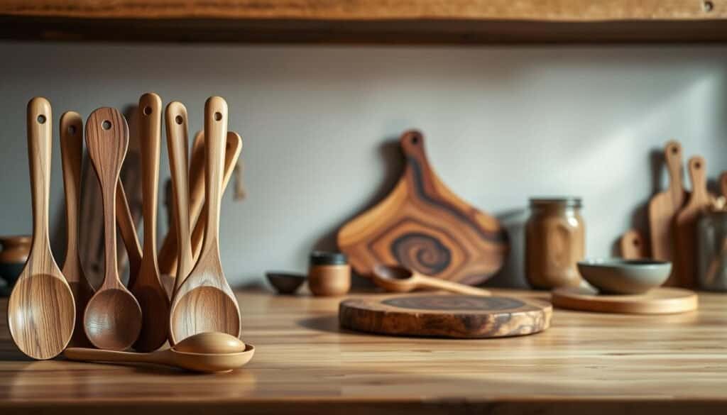 wooden kitchen utensils