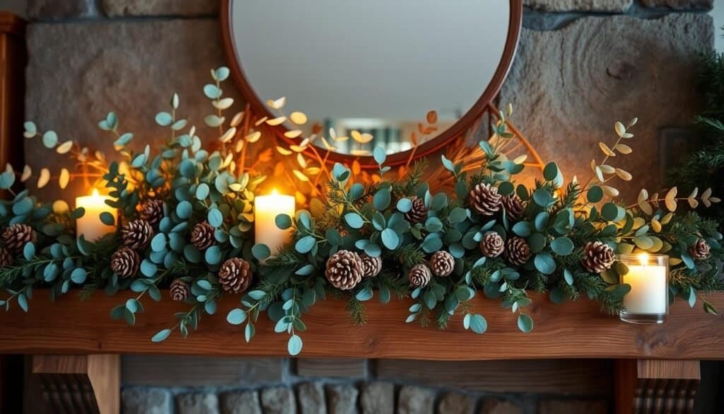 wooden mantel decorations