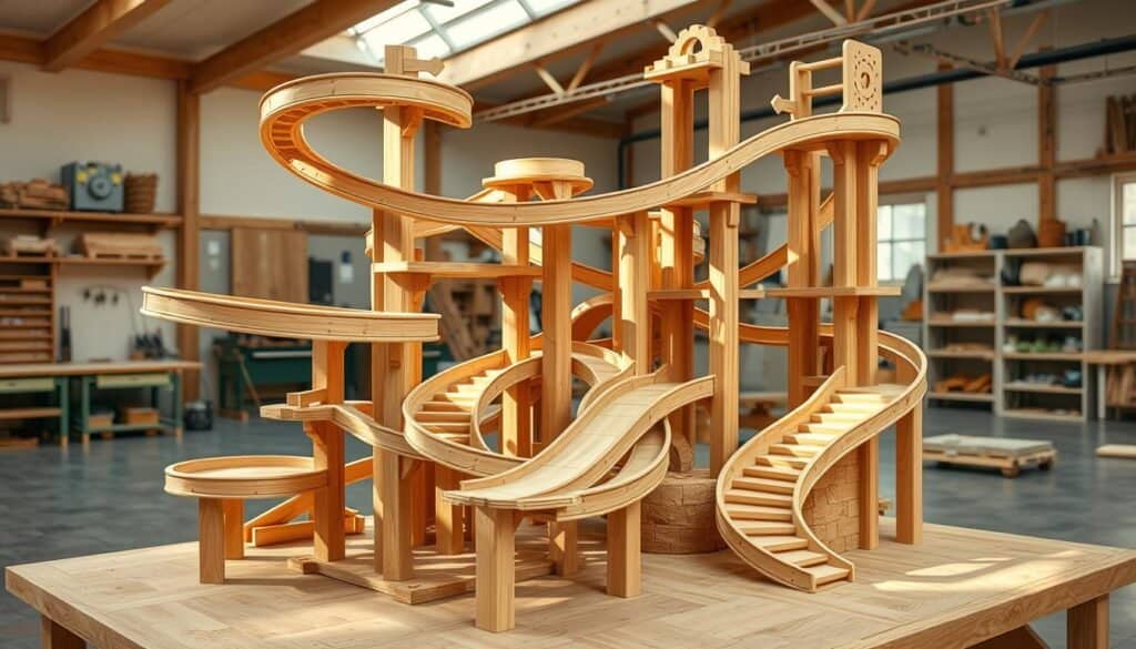 wooden marble runs