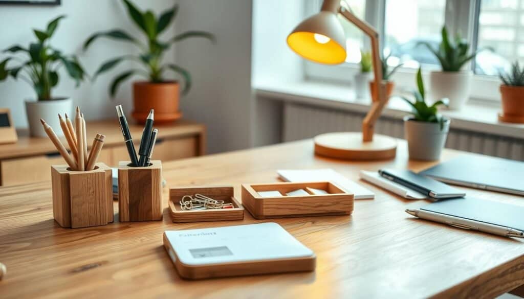 wooden office desk accessories