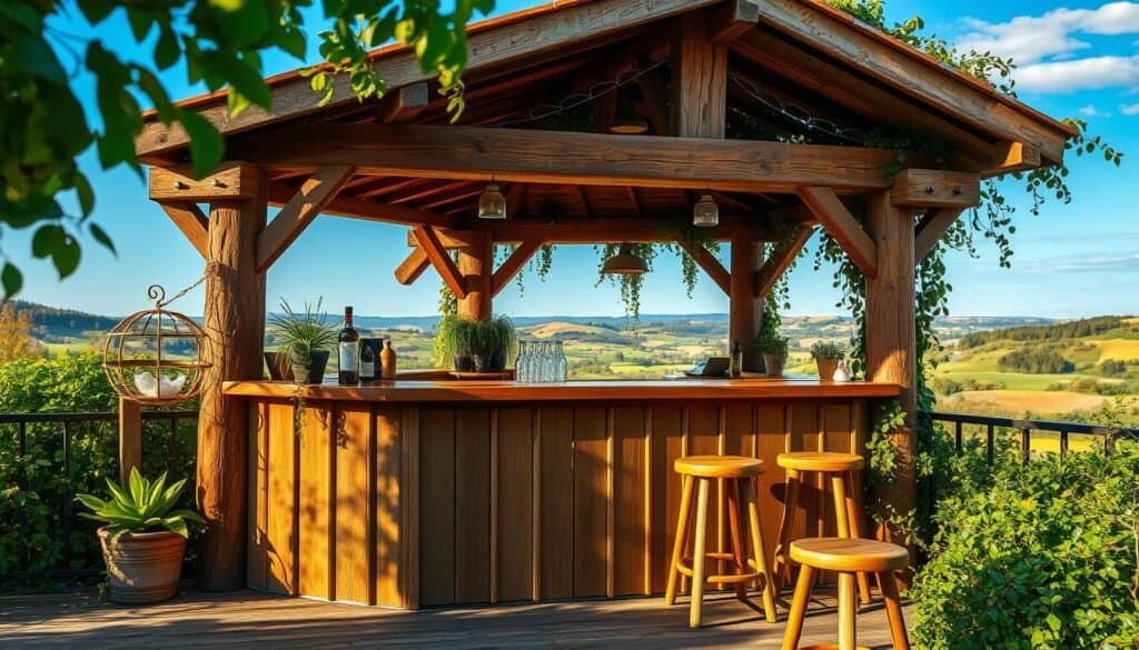 wooden outdoor bar
