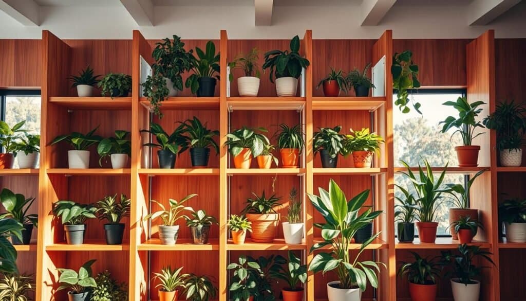 wooden plant shelves