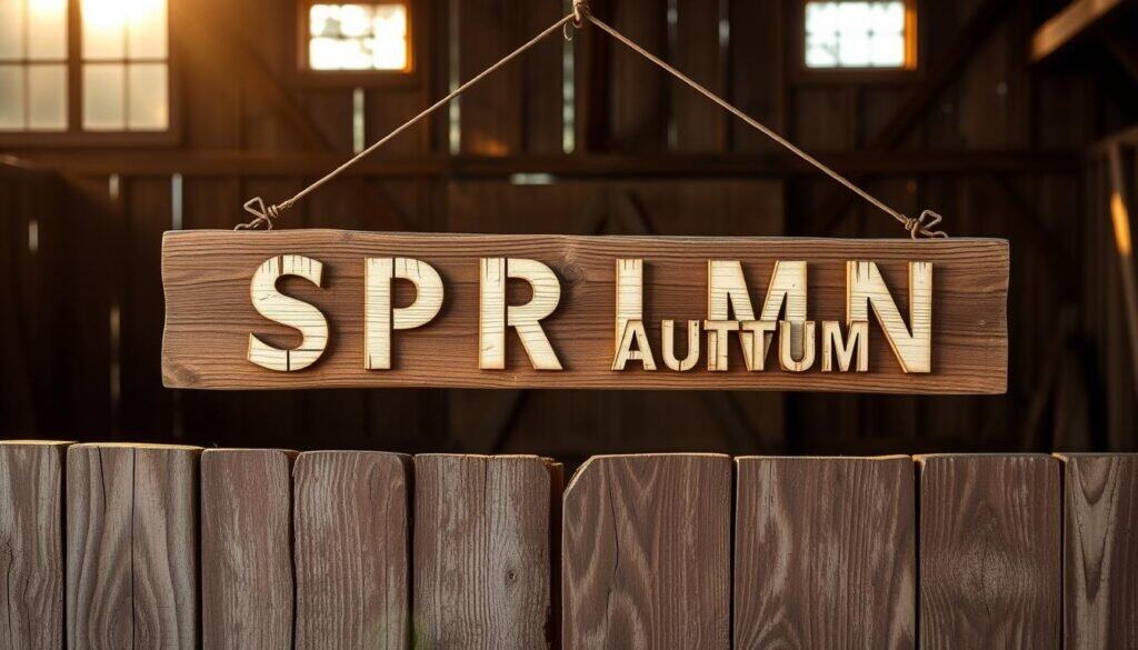wooden sign with interchangeable seasonal messages