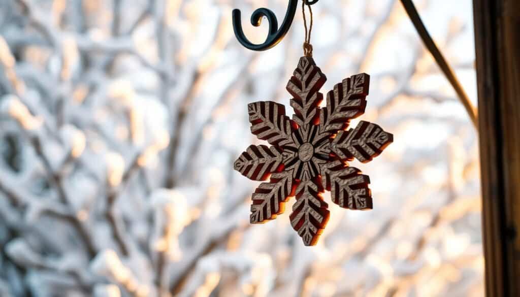wooden snowflake door hanger