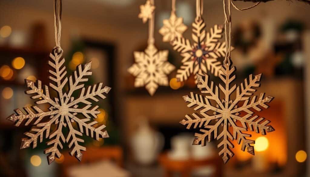 wooden snowflake ornaments