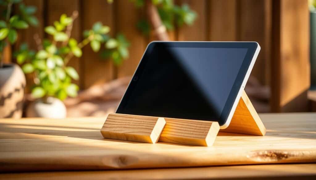 wooden tablet stand