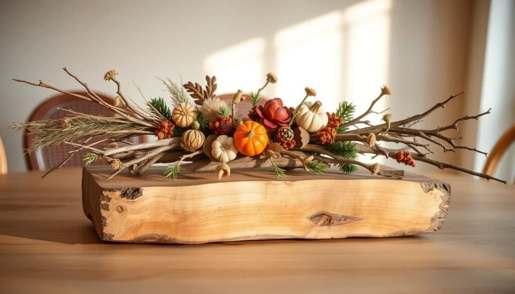 wooden tabletop centerpieces