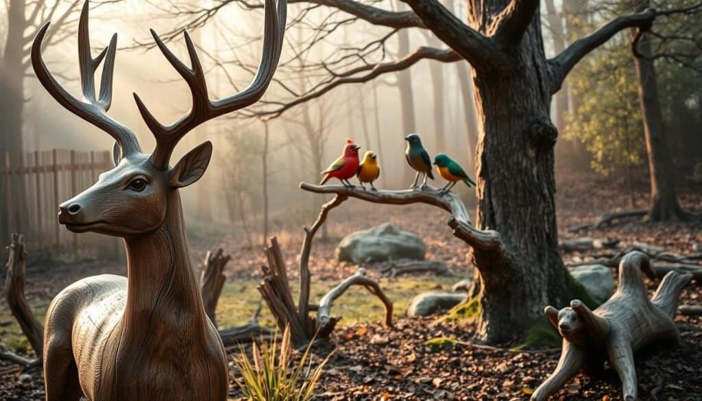 wooden yard art