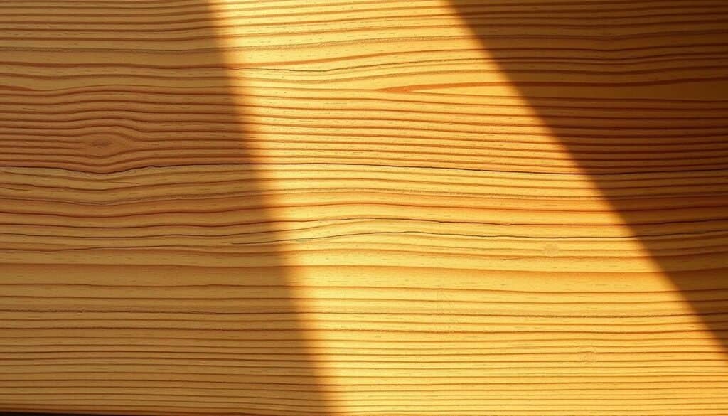 A beautifully aged and textured wooden panel, masterfully cerused by the skilled hands of "The Sawdust Man". Soft, natural light caresses the weathered grain, highlighting the intricate patterns and subtle hues. The surface is imbued with a warm, inviting glow, inviting the viewer to run their fingers across the tactile finish. Subtle variations in tone and sheen create a captivating depth, as if the wood has been coaxed to reveal its deepest secrets. This stunning display of craftsmanship showcases the timeless beauty of cerusing, a technique that elevates the natural charm of the wood grain.