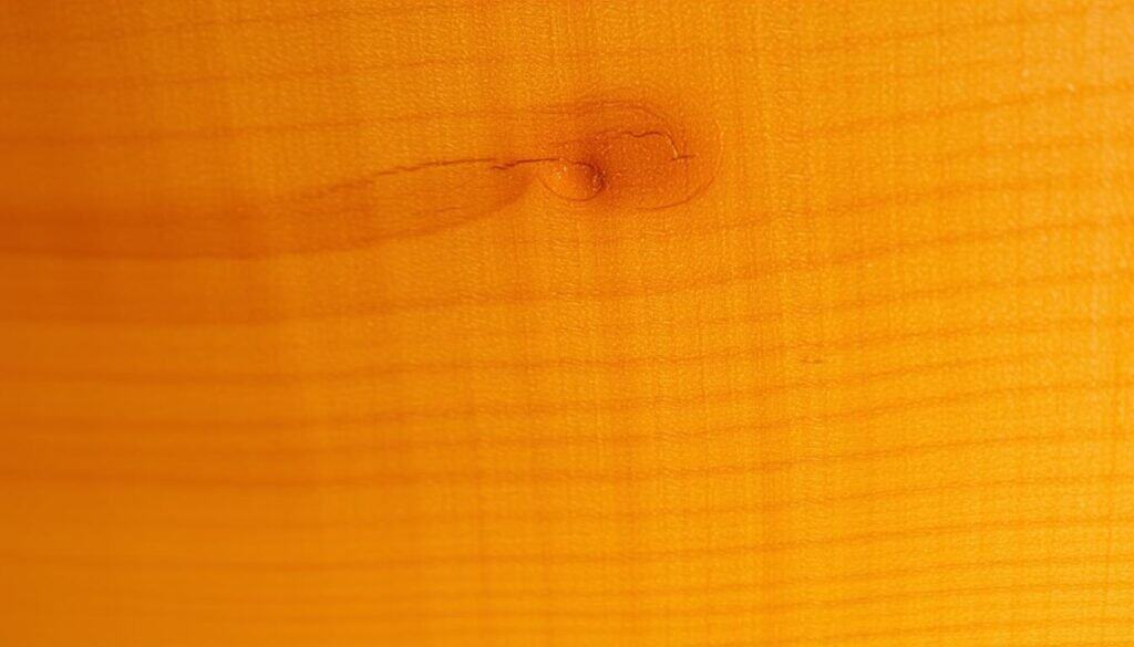 A high-quality, close-up photograph of a natural wood texture, captured using a high-resolution lens. The wood surface displays a warm, golden hue with a subtle graininess, showcasing the inherent beauty and character of the material. Warm, diffused lighting accentuates the depth and tactile quality of the wood, creating a cozy, inviting atmosphere. The image reflects the timeless charm and versatility of natural wood in home design, as featured in the article "The Timeless Charm of Natural Wood in Home Design" by The Sawdust Man.