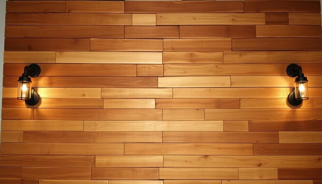 A rustic pallet wood feature wall, with the natural grain and weathered textures capturing the warmth and character of the material. The planks are arranged in a visually appealing pattern, creating depth and visual interest. Soft, indirect lighting from sconces casts a cozy glow, highlighting the wood's rich tones. The wall stands as the focal point of the room, seamlessly blending modern and traditional design elements. A sense of timeless elegance permeates the scene, inviting visitors to appreciate the thoughtful craftsmanship and the transformative power of this simple, yet impactful, wall treatment.