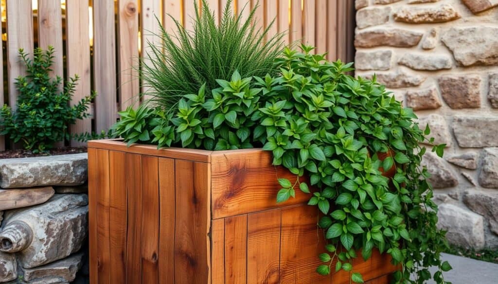 rustic wooden planters