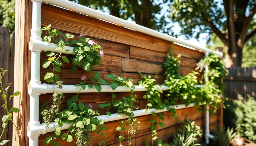DIY Vertical Garden Wall Build Using PVC Pipe and Wood Planks