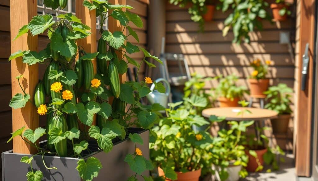 How to Grow Cucumbers Vertically in a Container on a Small Patio